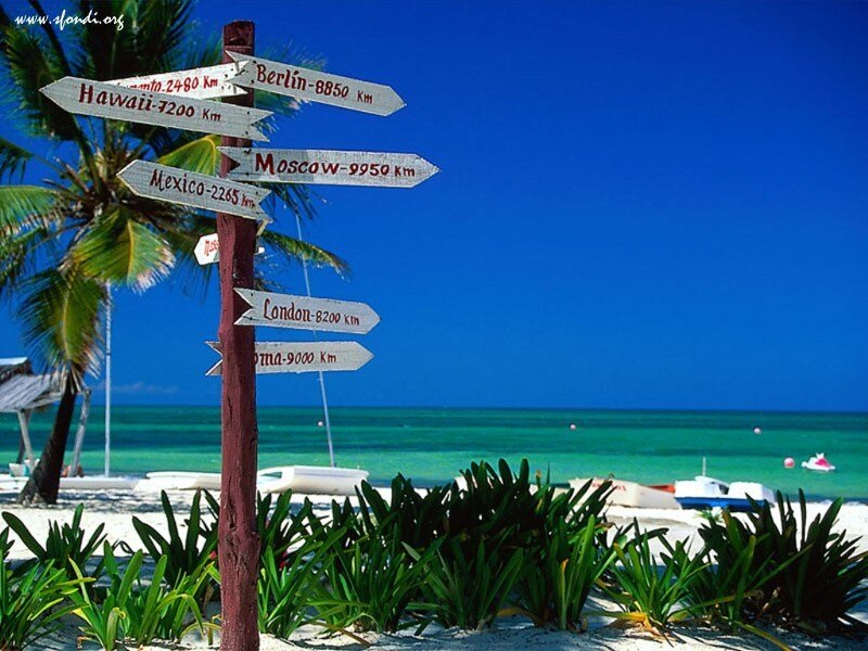Signpost on Beach