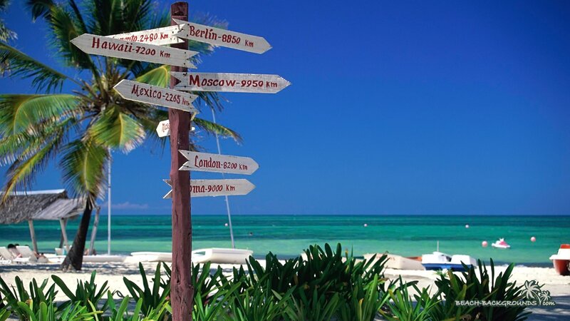 Signpost on Tropical Beach