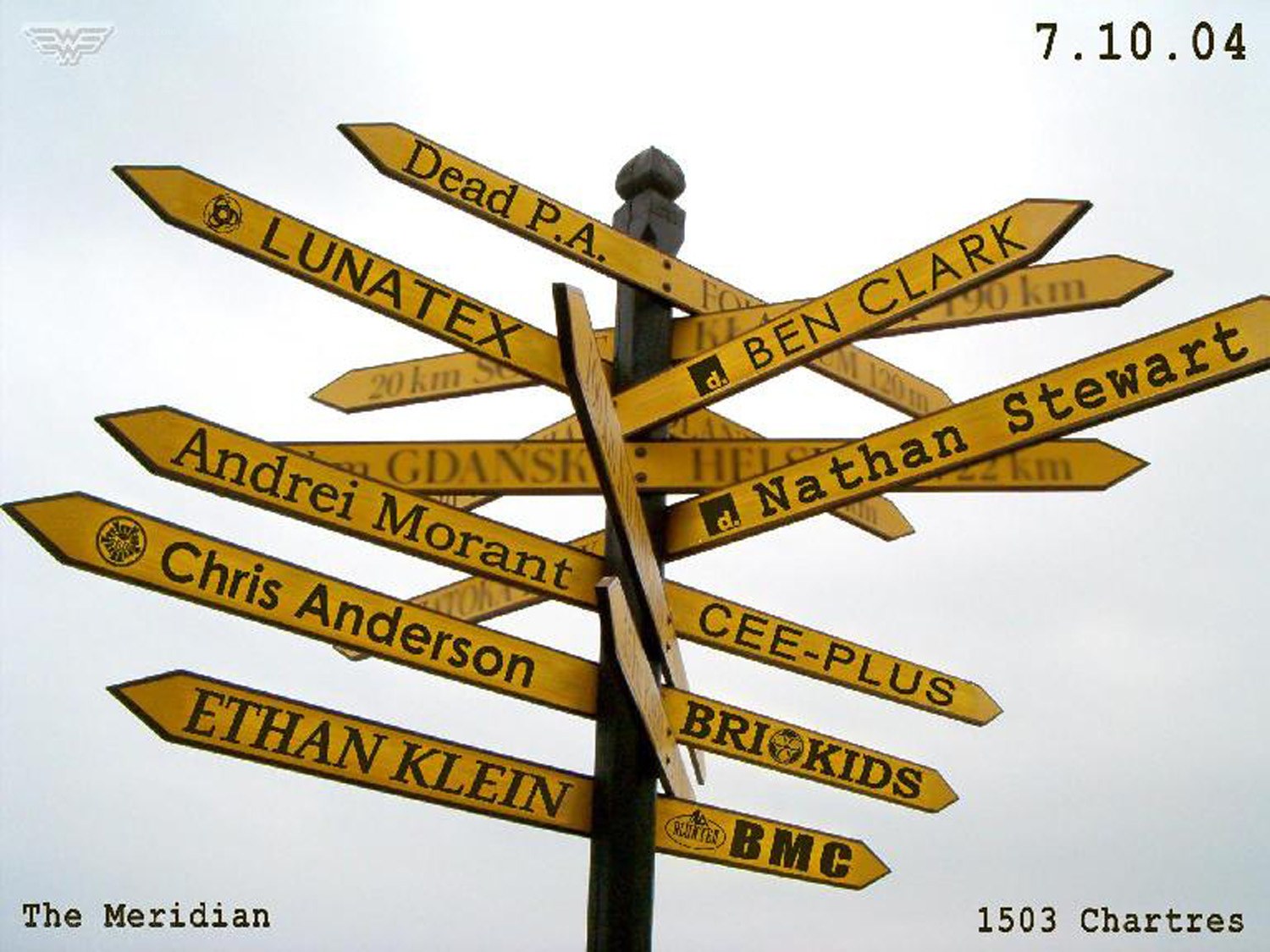Signpost with names and distances