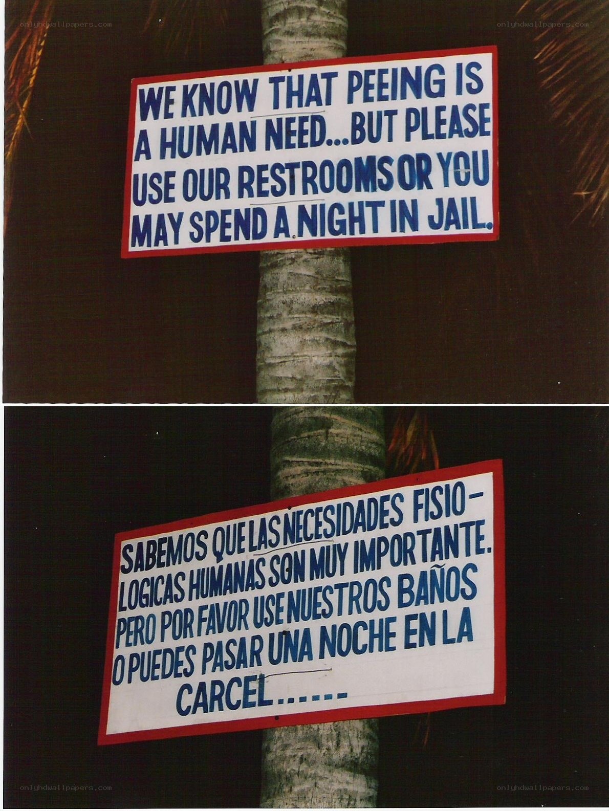 Signs about using restrooms