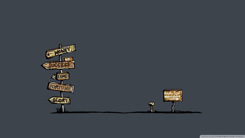 Signs pointing to different goals