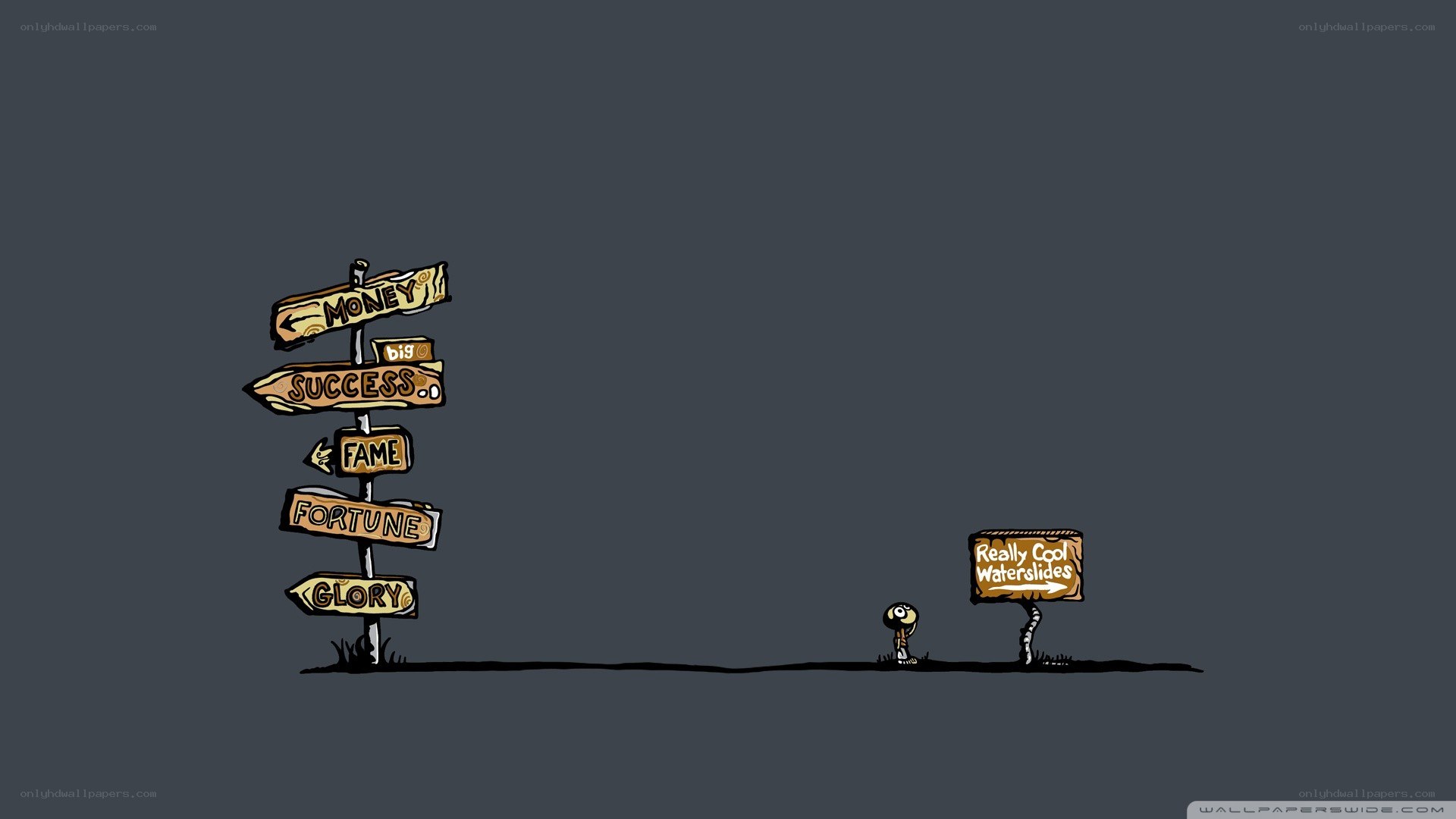 Signs pointing to different goals