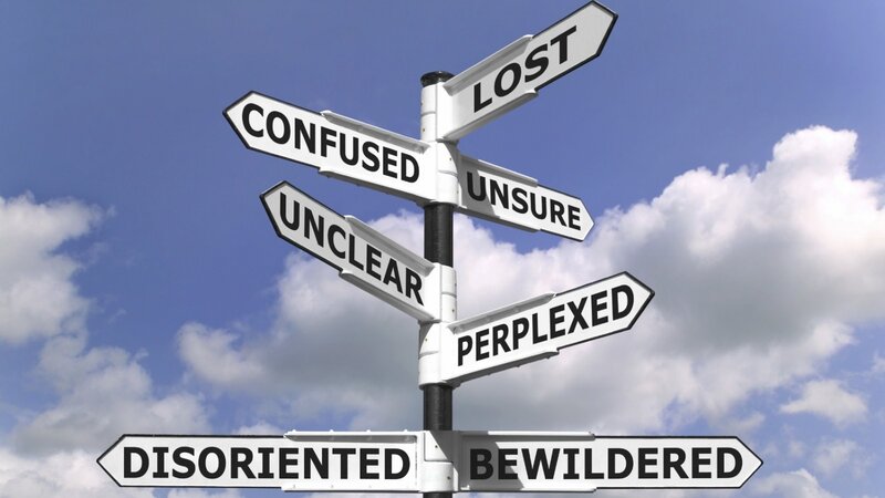 Signs showing confusion and uncertainty