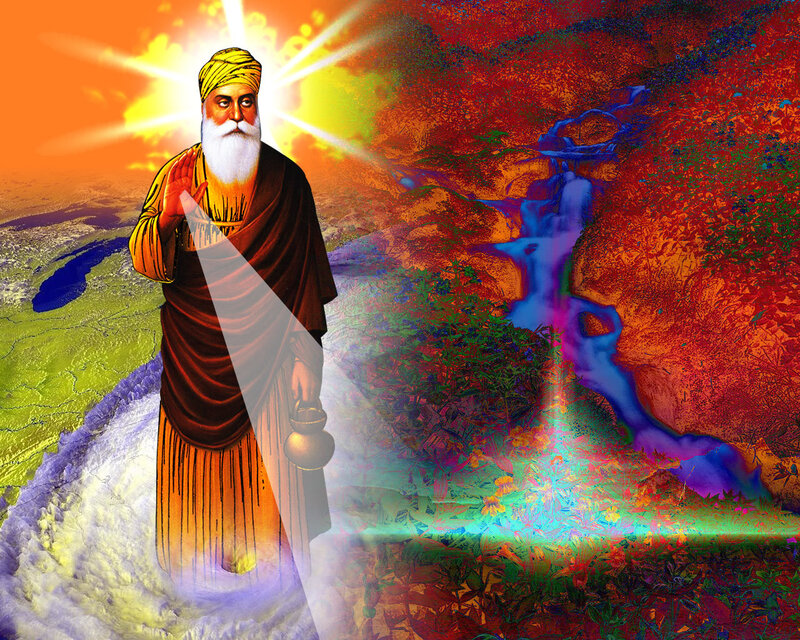 Sikh Guru with radiant light
