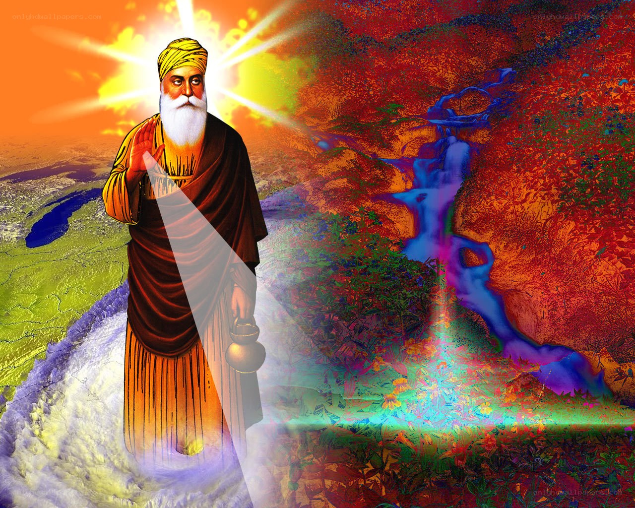 Sikh Guru with radiant light