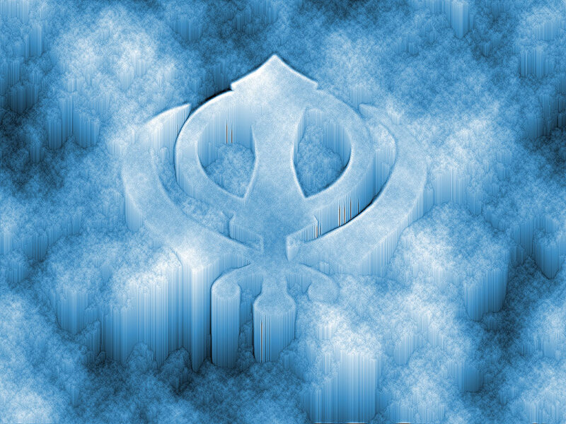 Sikh Khanda symbol in ice