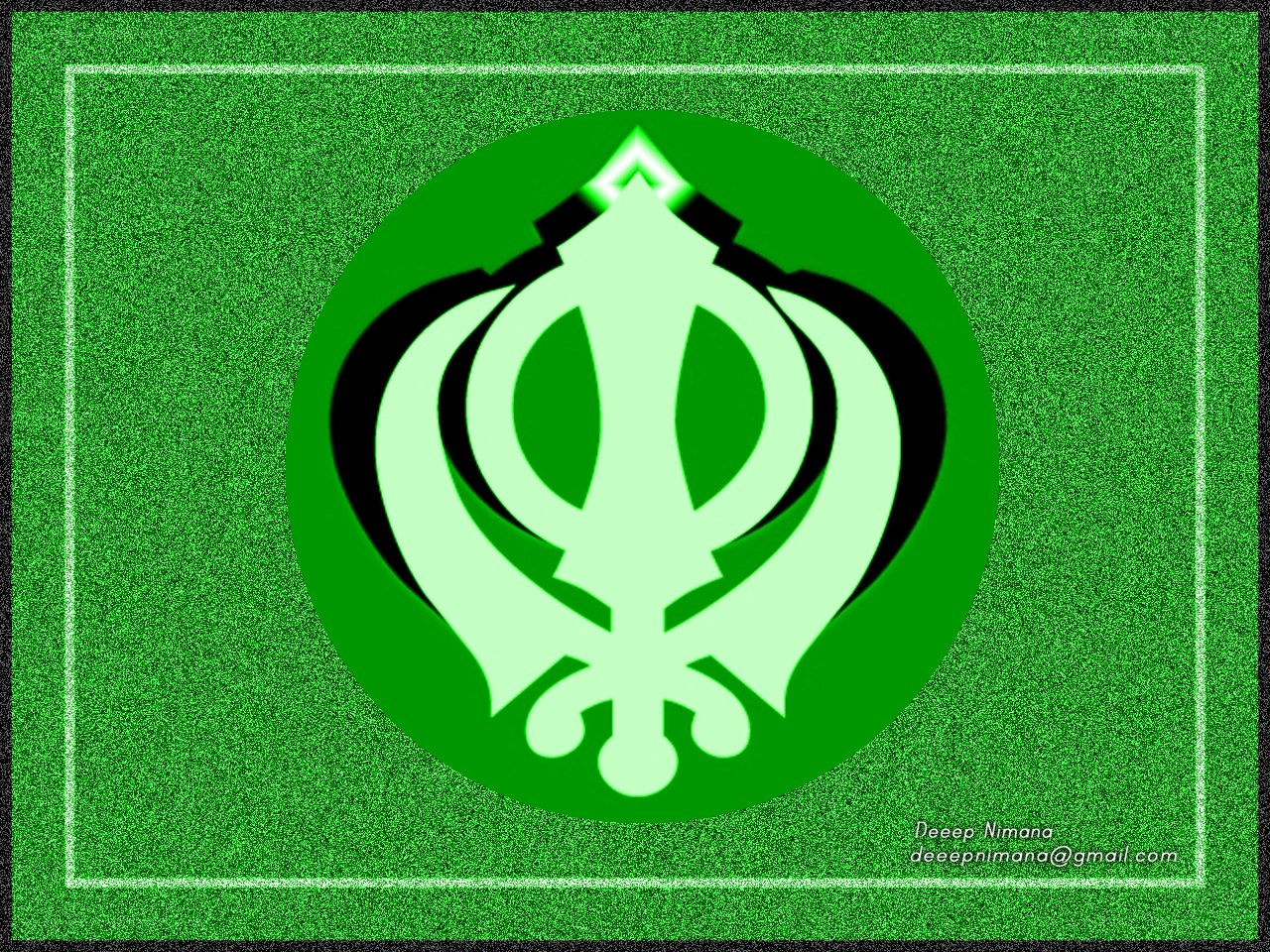 Sikh Khanda symbol on green