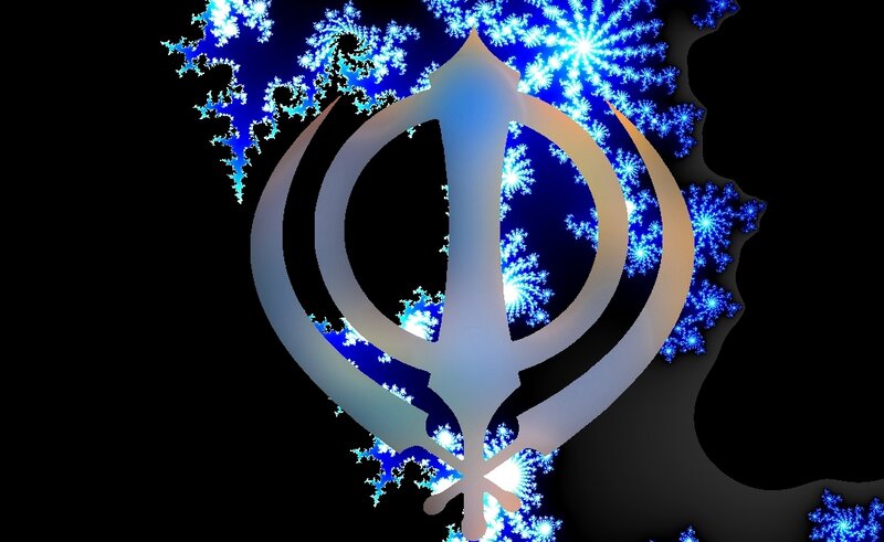 Sikh Khanda symbol with fractal background