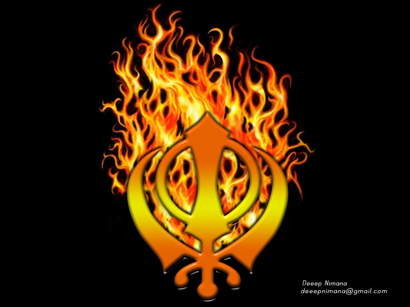 Sikh Khanda with flames