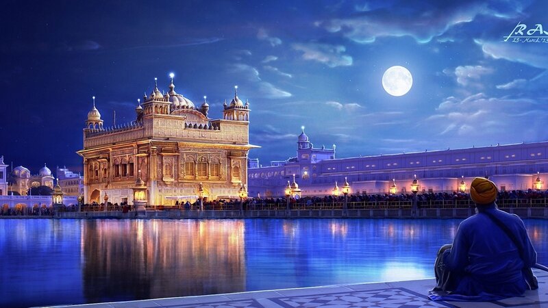 Sikh Man at Golden Temple — Blue