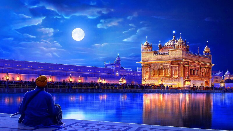 Sikh Man at Temple — Blue