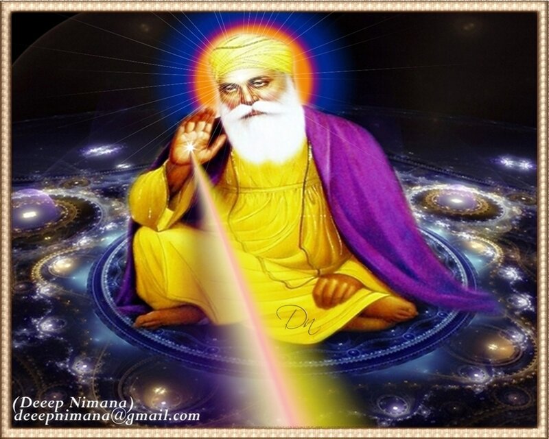 Sikh spiritual leader in cosmic setting