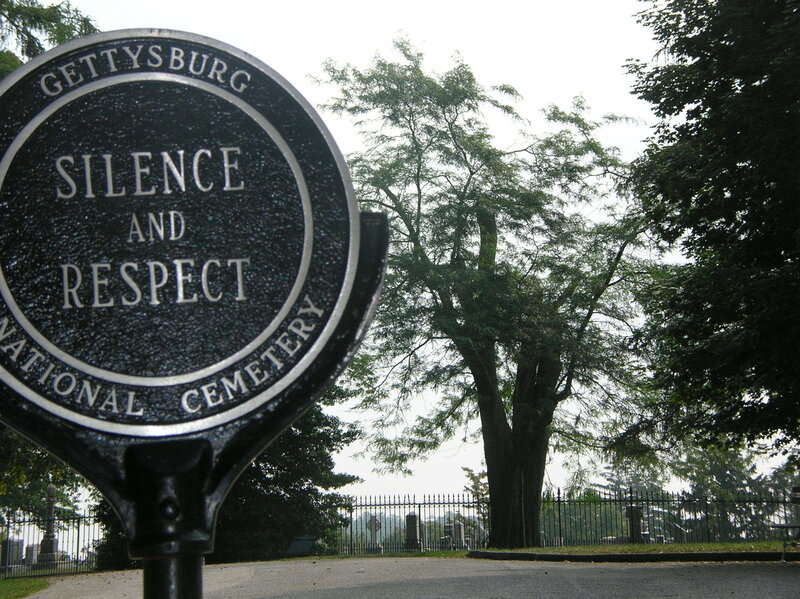 Silence and Respect sign at Gettysburg
