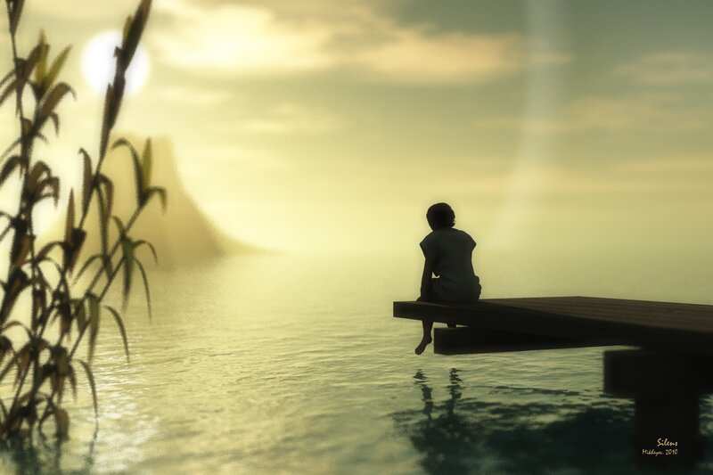 Silent contemplation at sunset