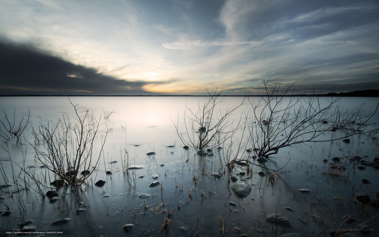 Silent lake at dusk
