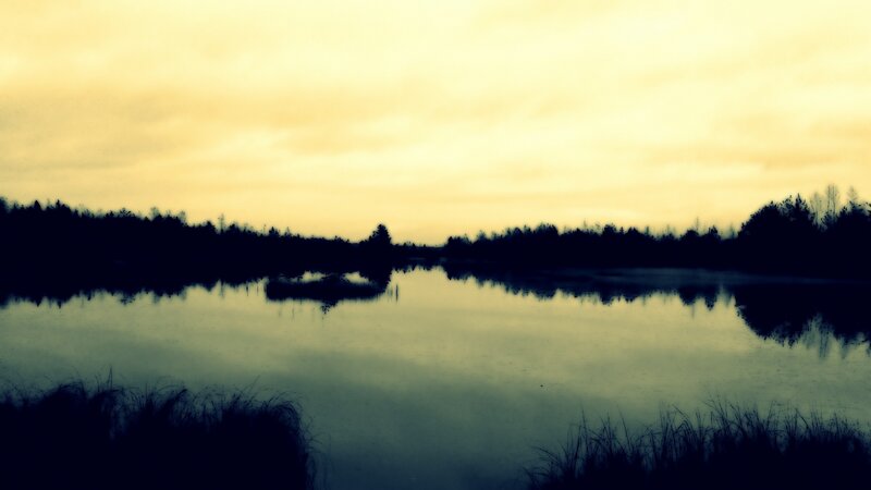 Silent lake at golden hour