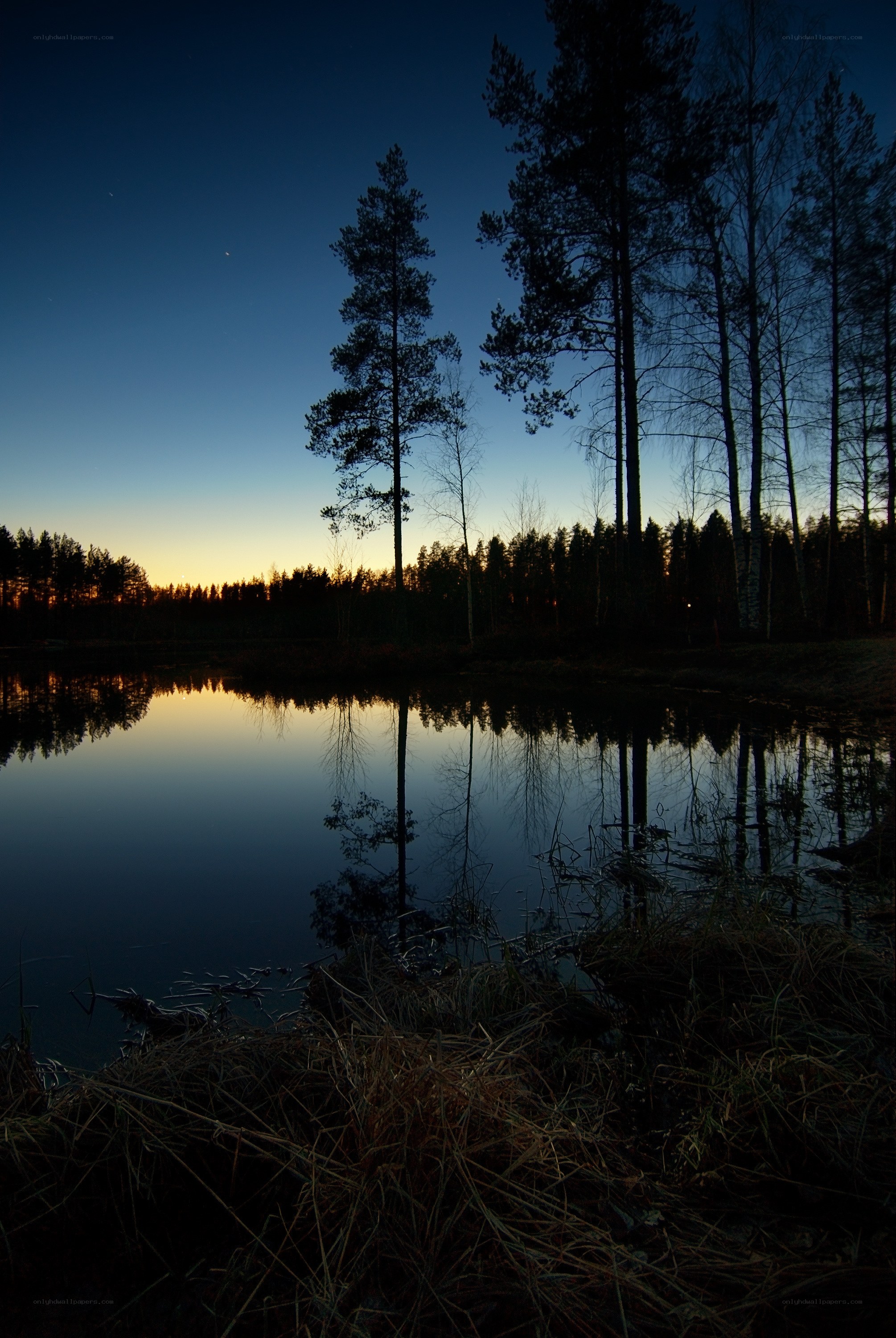 Silent lake at twilight
