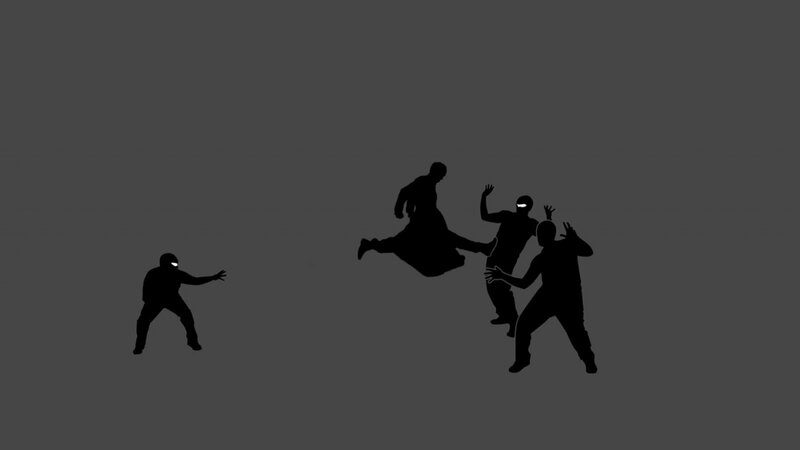 Silhouette action scene
