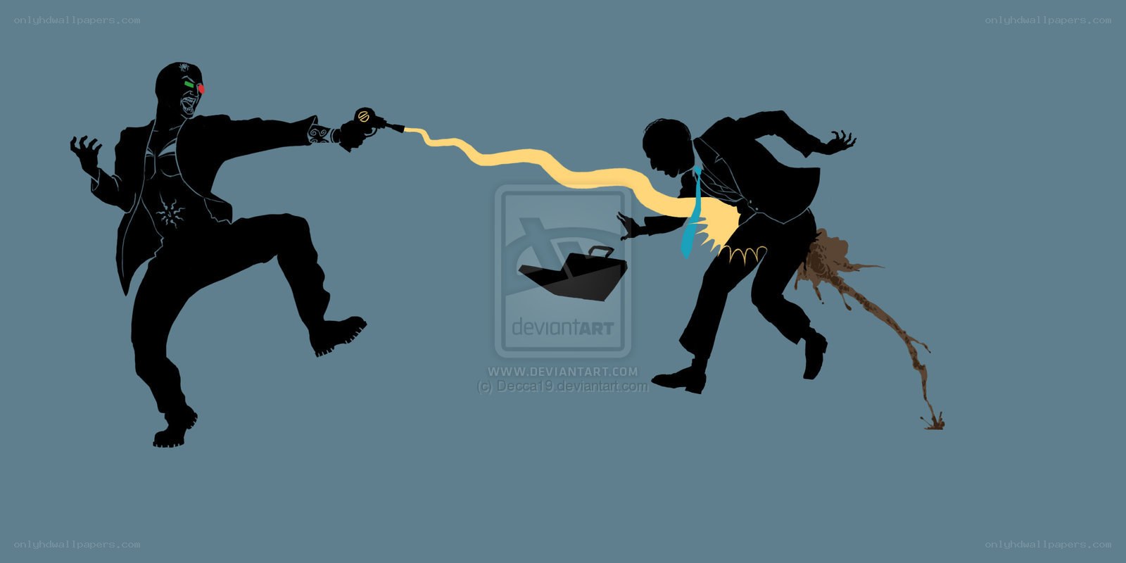 Silhouette action scene with laser