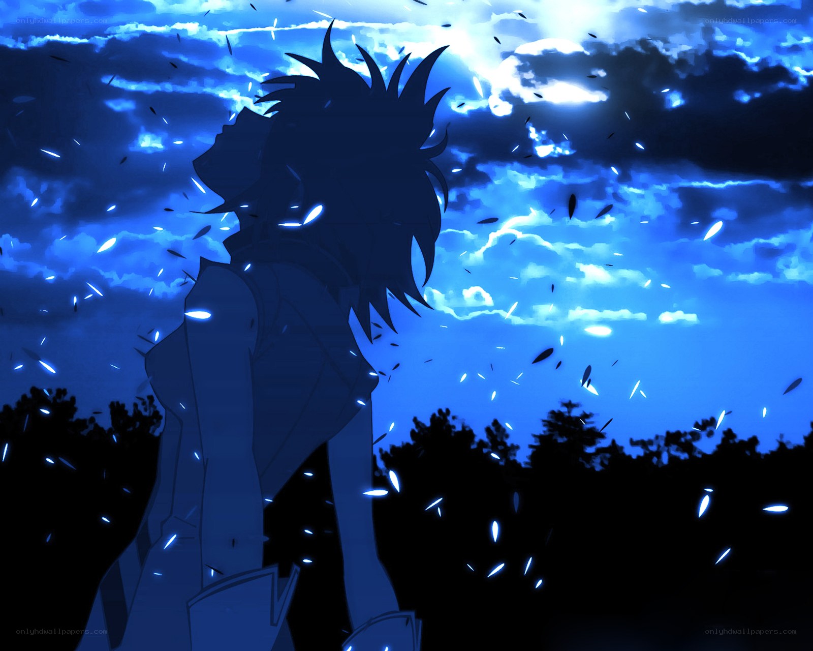 silhouette against blue sky