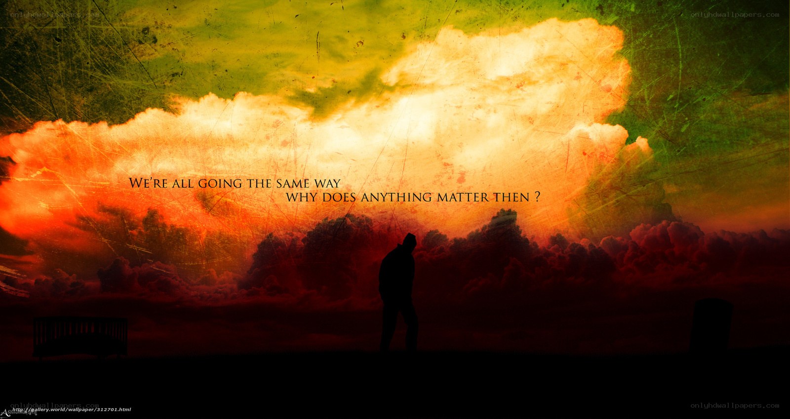 Silhouette against fiery sky