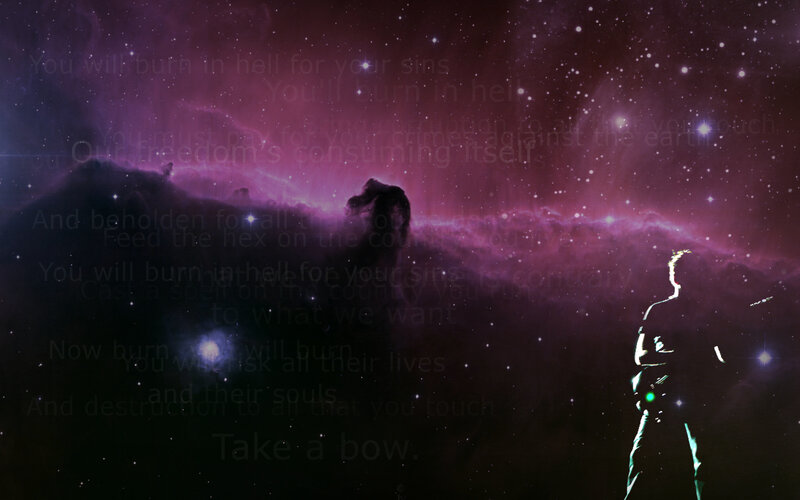 Silhouette against nebula