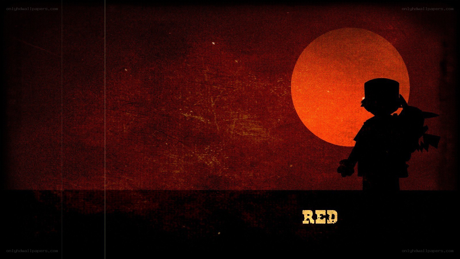 silhouette against red sun