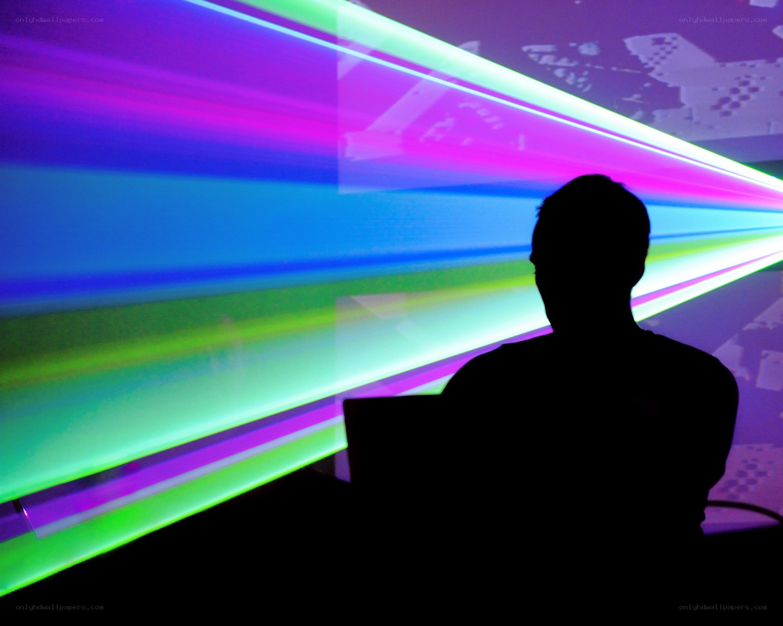 silhouette at a light show