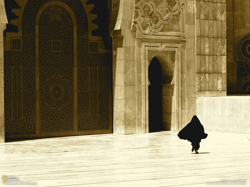 Silhouette at a mosque entrance