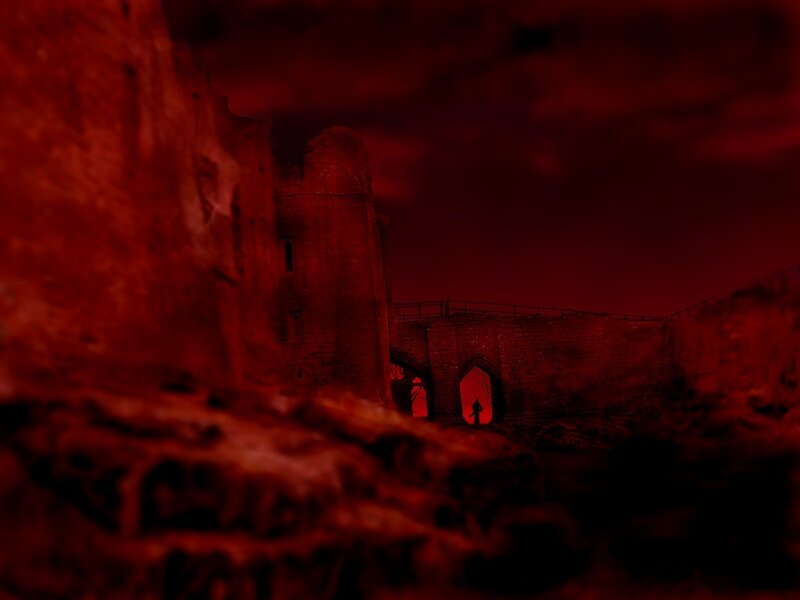 Silhouette at ancient ruin