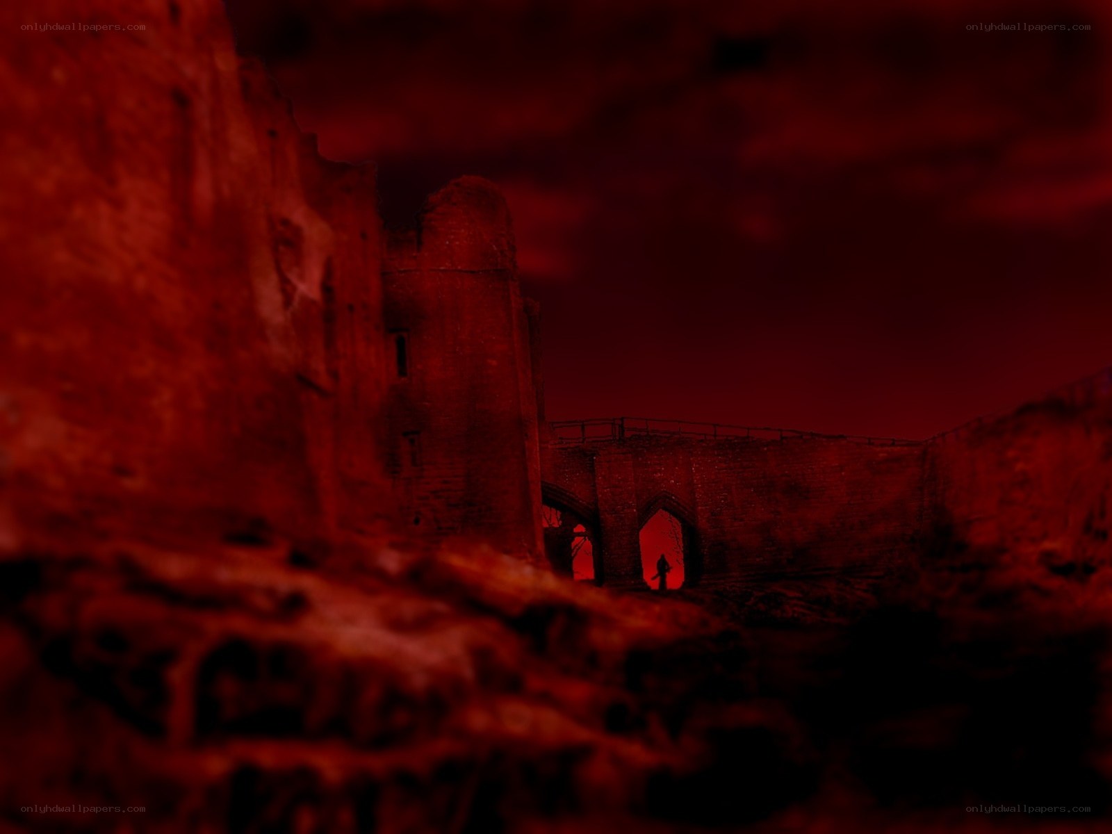 Silhouette at ancient ruin