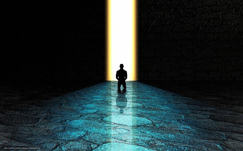 silhouette at light portal