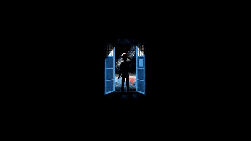 silhouette at open door