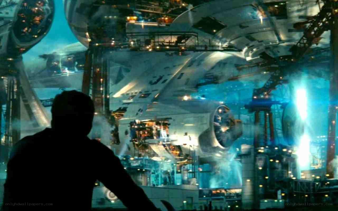 silhouette at spaceship dock