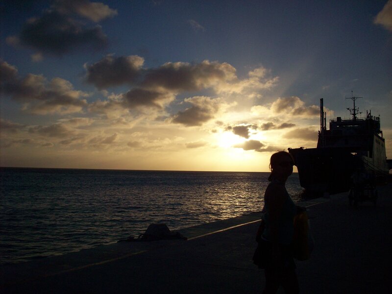 Silhouette at sunset by the sea