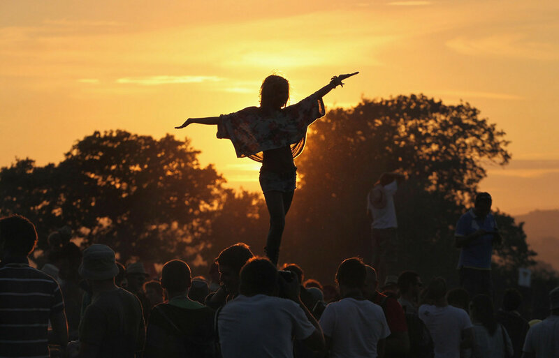 Silhouette at sunset festival