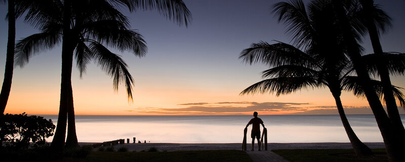 Silhouette at sunset on a tropical beach