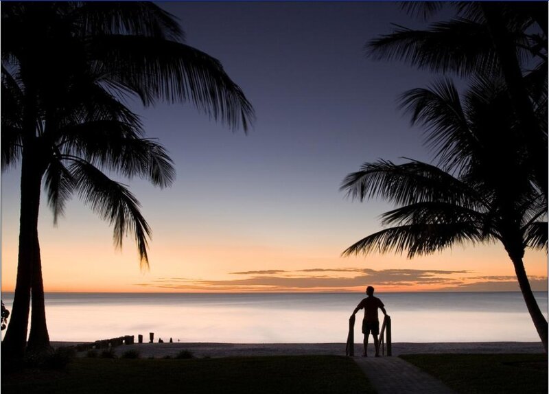 Silhouette at sunset on a tropical beach