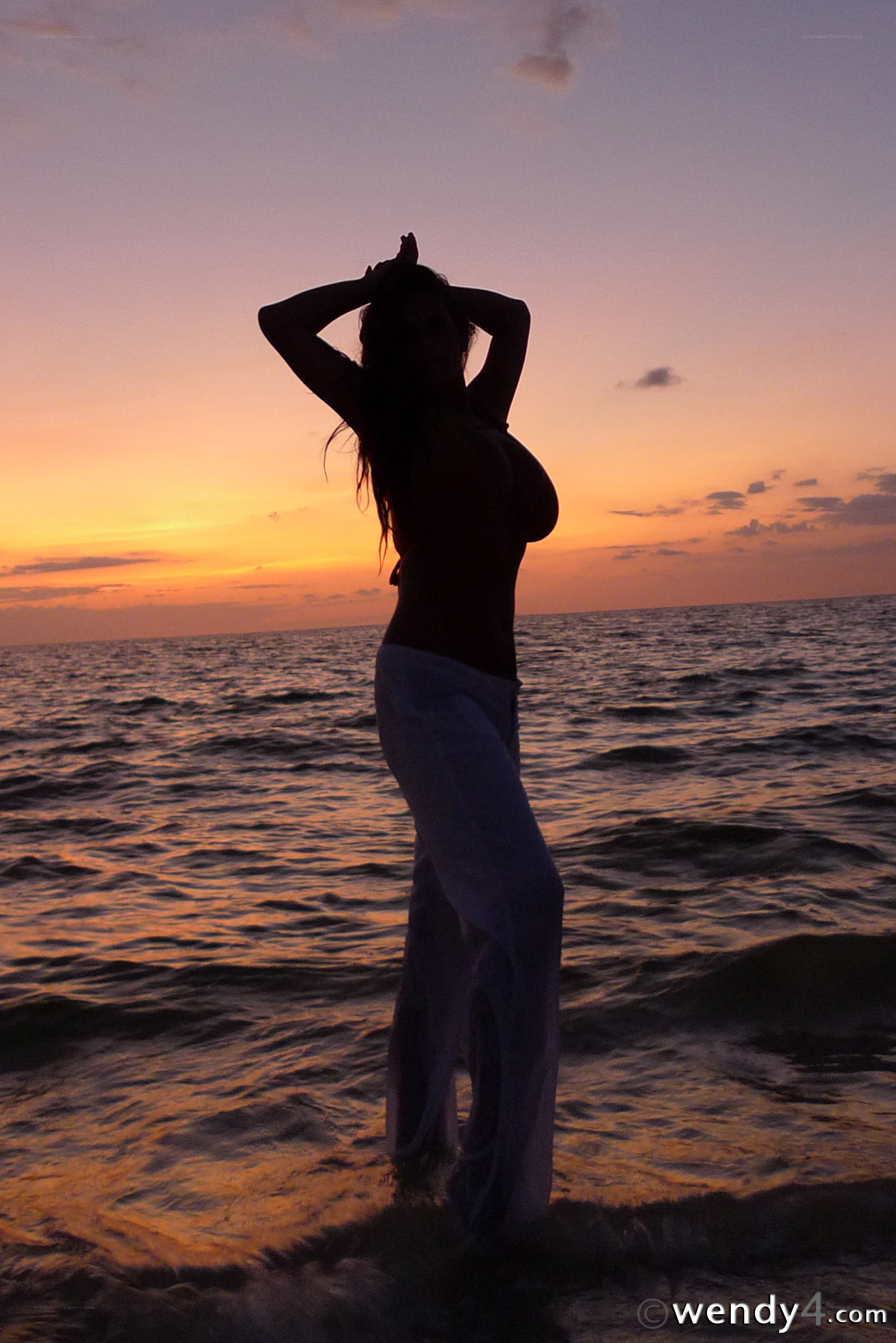 silhouette at sunset on beach