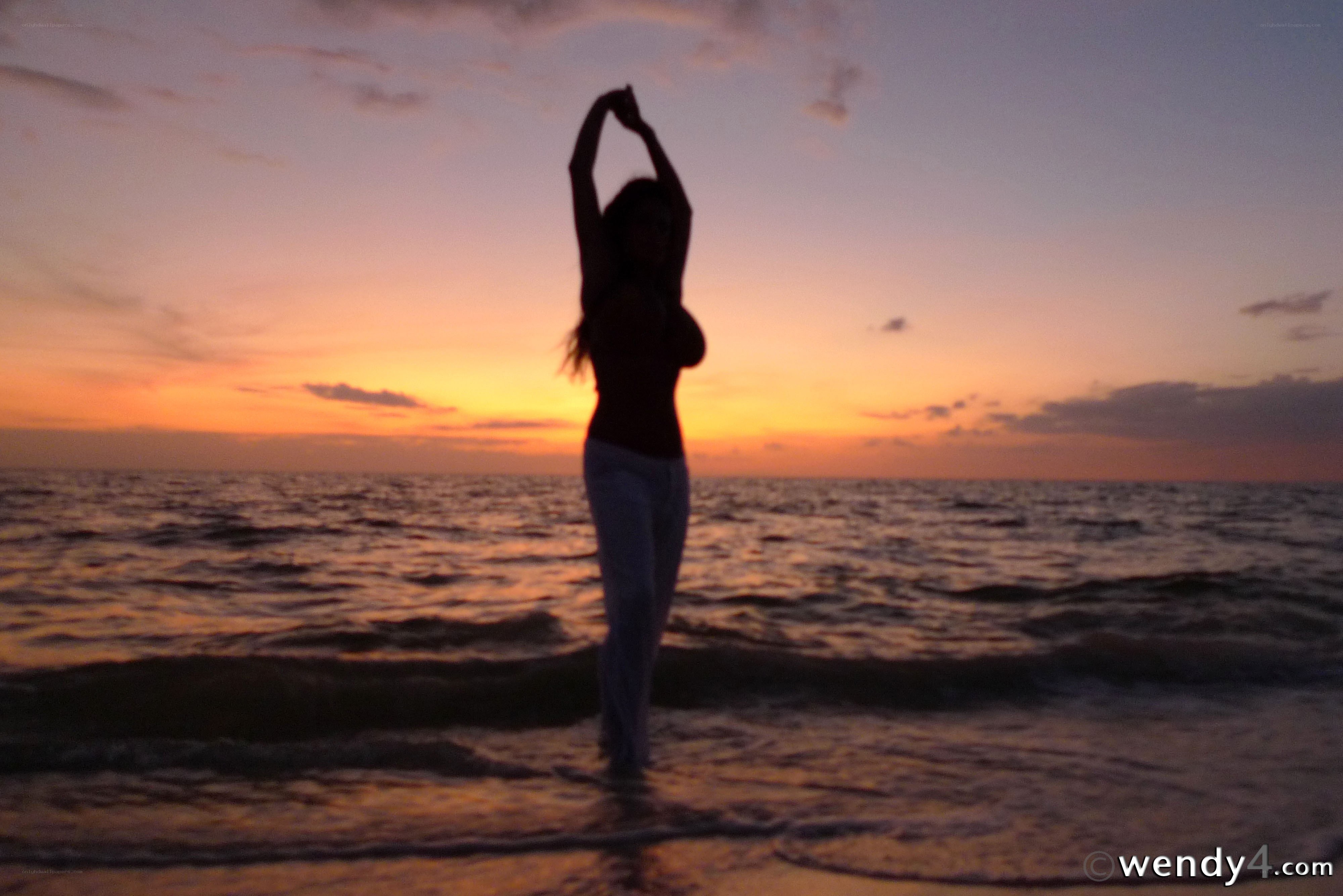 silhouette at sunset on beach