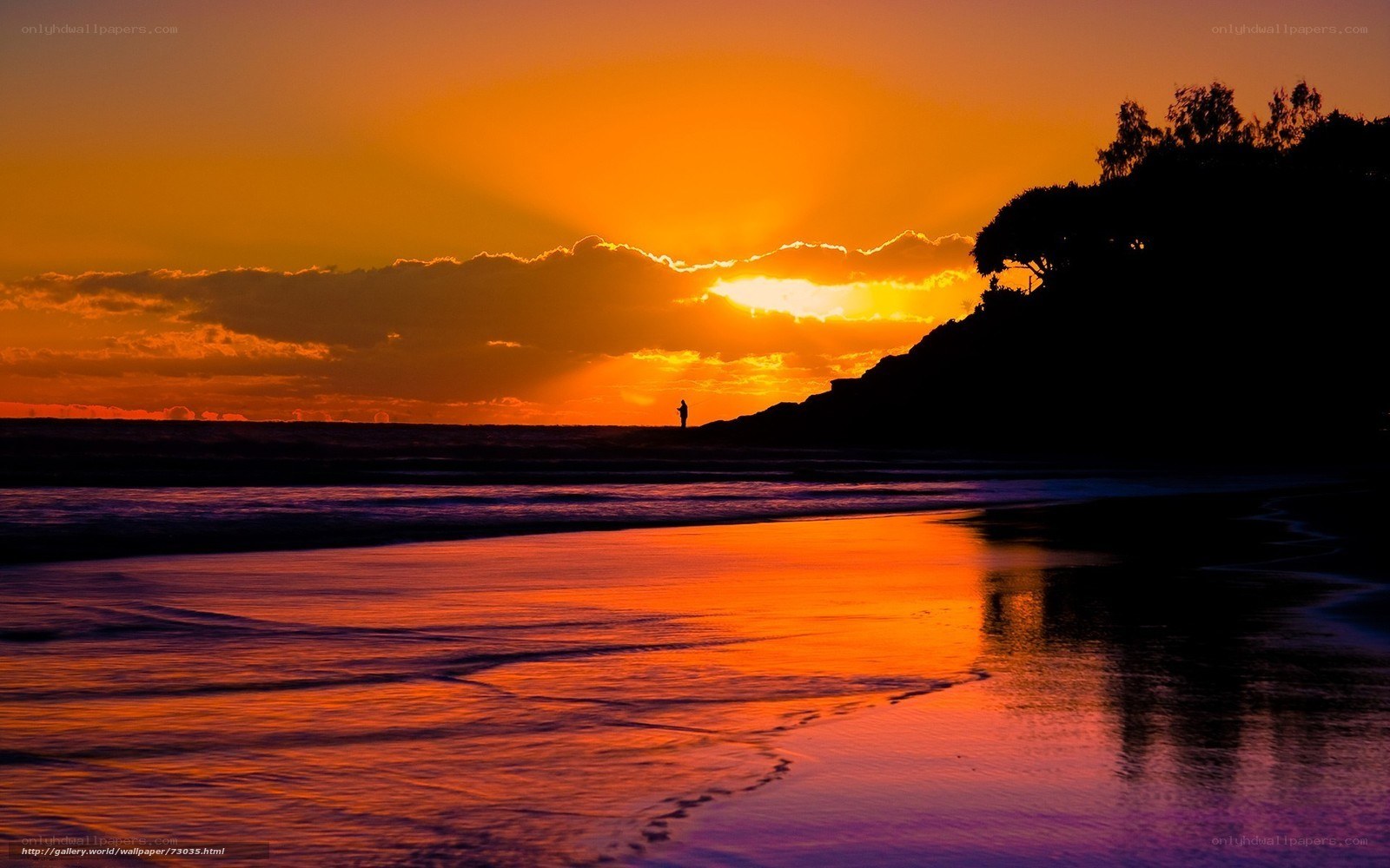 Silhouette at sunset on the beach