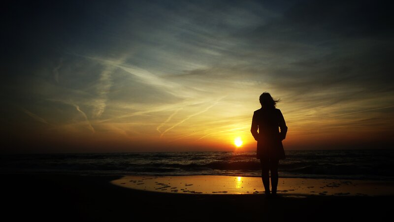 Silhouette at sunset on the beach