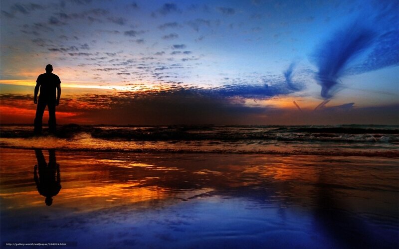 Silhouette at sunset on the beach