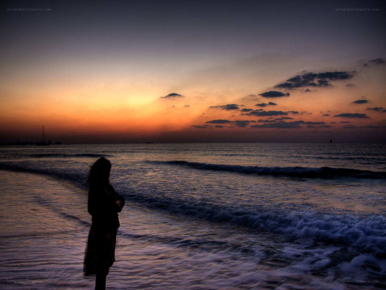 Silhouette at sunset on the beach