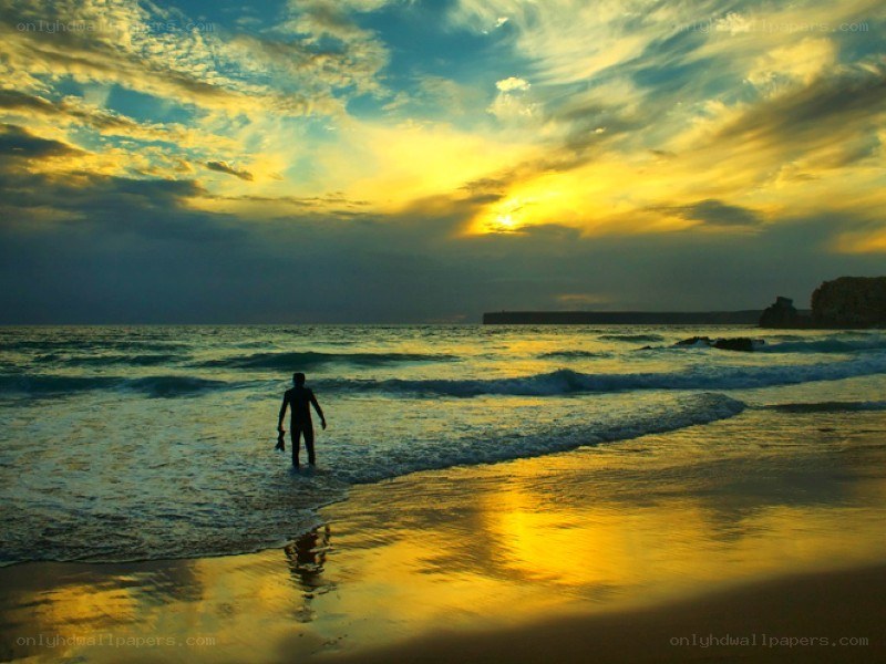 Silhouette at sunset on the beach