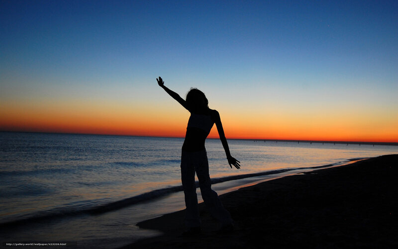 Silhouette at sunset on the beach