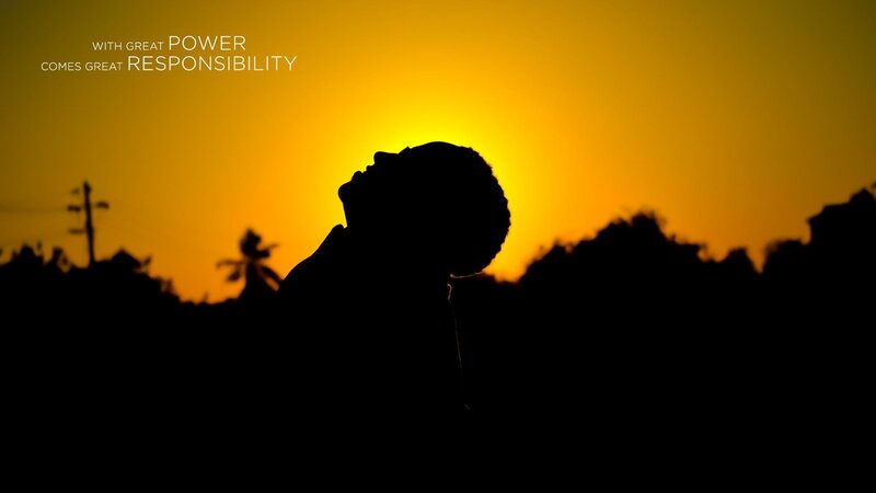silhouette at sunset with quote