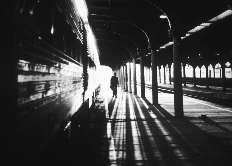 Silhouette at train station