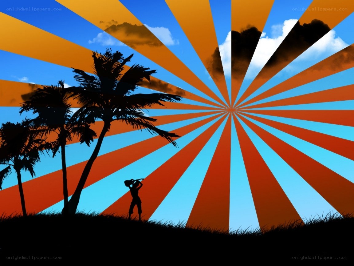 silhouette at tropical sunset