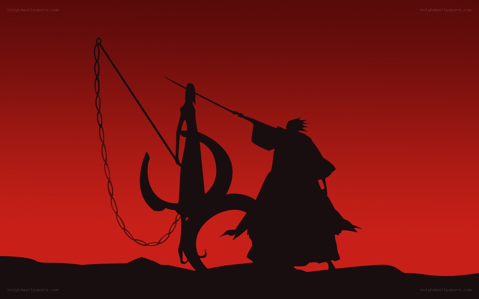 Silhouette battle scene
